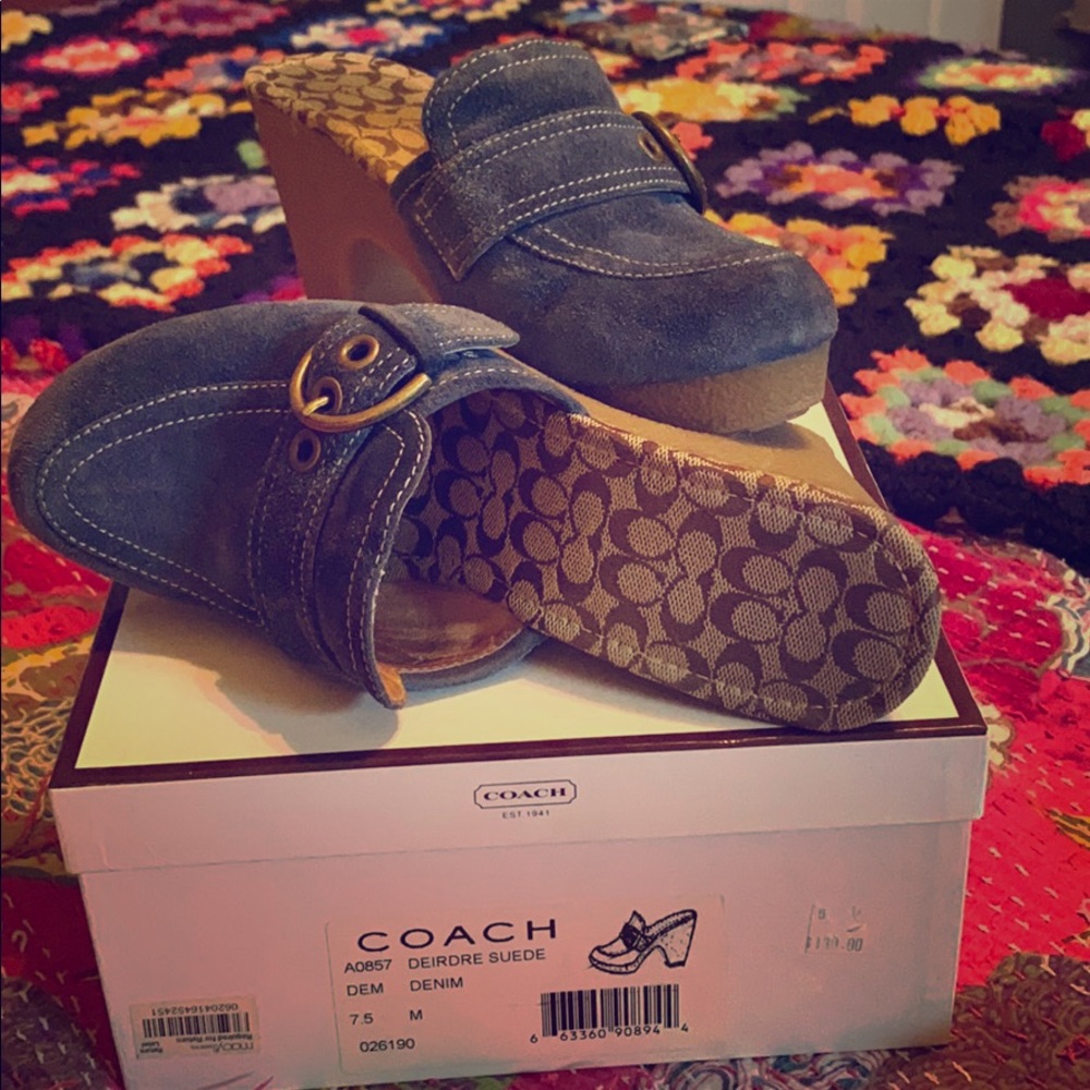 Coach loafer mule in blue suede.